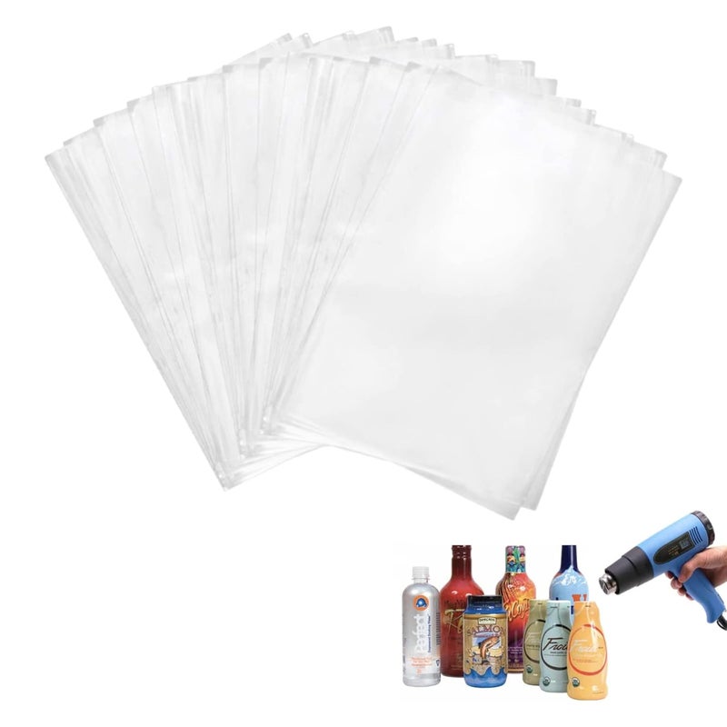 AOUKAR Shrink Wrap Bags, 300 Pcs 7x10 Inch Clear PVC Heat Shrink Bands for Packagaing Soap, Bath Bombs, Candles, Valentine's Day Gifts, Jars and Homemade DIY Projects - Image 1